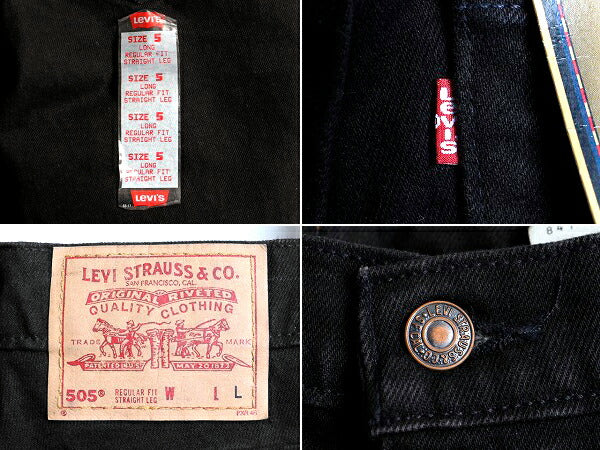 タグ付き 新品 デッドストック 90s USA製 Levis 505 ブラック デニム パンツ レディース S 程/ リーバイス ジーンズ ジーパン ストレート M