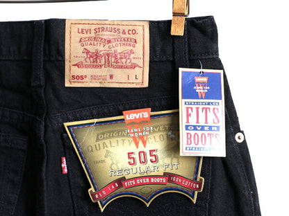 タグ付き 新品 デッドストック 90s USA製 Levis 505 ブラック デニム パンツ レディース S 程/ リーバイス ジーンズ ジーパン ストレート Q