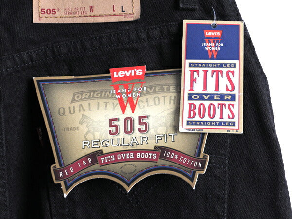タグ付き 新品 デッドストック 90s USA製 Levis 505 ブラック デニム パンツ レディース S 程/ リーバイス ジーンズ ジーパン ストレート T