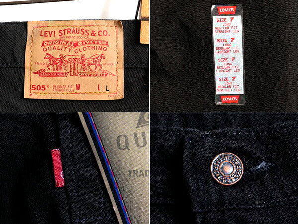 タグ付き 新品 デッドストック 90s USA製 Levis 505 ブラック デニム パンツ レディース M 程/ リーバイス ジーンズ ジーパン ストレート V