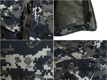 米軍実物 USN ネイビー デジタルカモ TYPE1 迷彩 ゴアテックス ジャケット MEDIUM LONG 14年製 NAVY NWU ミリタリー マンパ パーカー 軍物