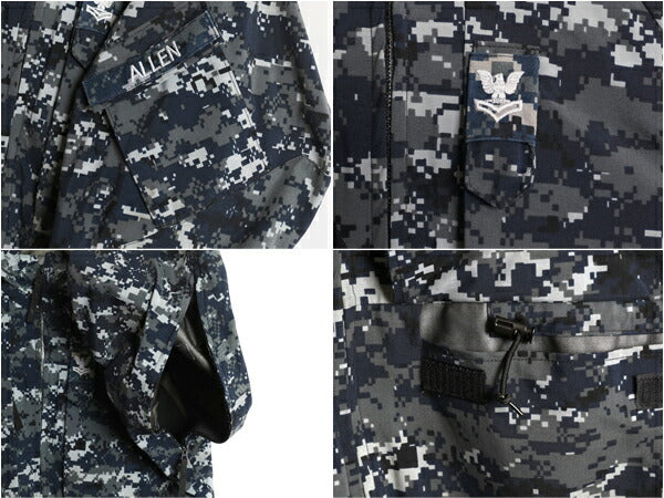 米軍実物 USN ネイビー デジタルカモ TYPE1 迷彩 ゴアテックス ジャケット MEDIUM LONG 14年製 NAVY NWU ミリタリー マンパ パーカー 軍物