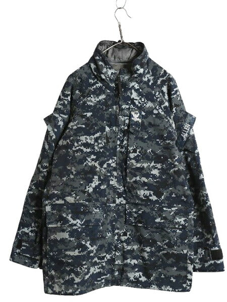 米軍実物 USN ネイビー デジタルカモ TYPE1 迷彩 ゴアテックス ジャケット MEDIUM LONG 14年製 NAVY NWU ミリタリー マンパ パーカー 軍物