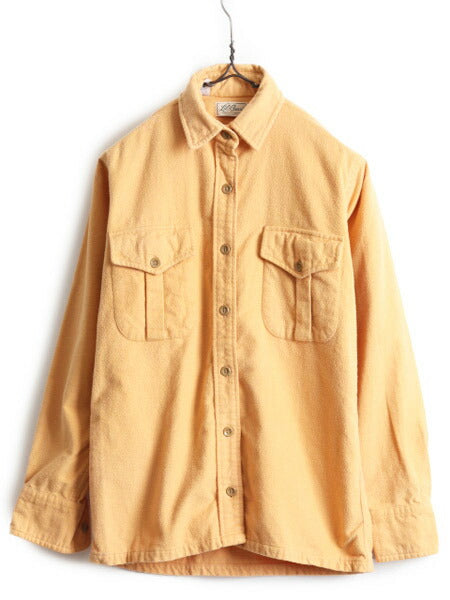 60s 70s 筆記体タグ エルエルビーン コットン シャモア クロス 長袖 シャツ レディース S 程 ヴィンテージ ネルシャツ LLBEAN フランネル
