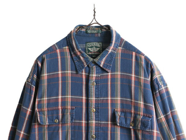 90s ドッカーズ リーバイス チェック 長袖 シャツ メンズ L / 古着 90年代 オールド LEVIS DOCKERS ヘビーウェイト コットン ポケット付き