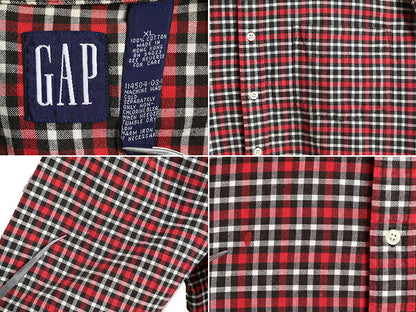 90s OLD GAP チェック 長袖 シャツ メンズ XL 古着 90年代 オールド ギャップ コットン 旧タグ 大きいサイズ 紺タグ 青タグ ポケット付き
