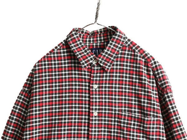 90s OLD GAP チェック 長袖 シャツ メンズ XL 古着 90年代 オールド ギャップ コットン 旧タグ 大きいサイズ 紺タグ 青タグ ポケット付き