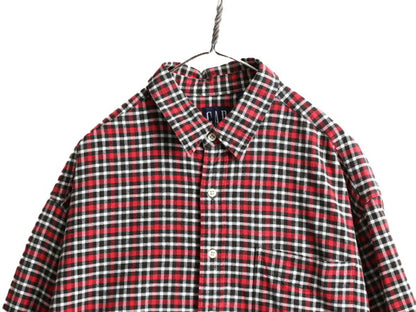 90s OLD GAP チェック 長袖 シャツ メンズ XL 古着 90年代 オールド ギャップ コットン 旧タグ 大きいサイズ 紺タグ 青タグ ポケット付き