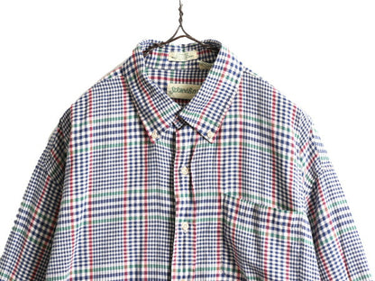 80s ST JOHN'S BAY チェック 長袖 ボタンダウン シャツ メンズ XL 古着 80年代 ヴィンテージ セントジョンズベイ JCペニー ポケット付き BD