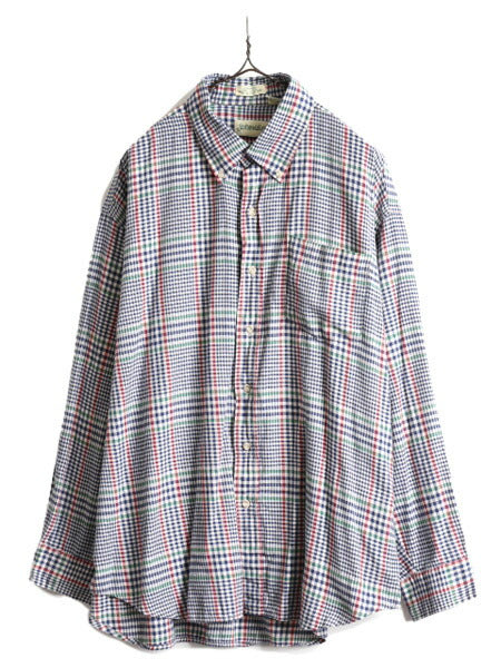 80s ST JOHN'S BAY チェック 長袖 ボタンダウン シャツ メンズ XL 古着 80年代 ヴィンテージ セントジョンズベイ JCペニー ポケット付き BD