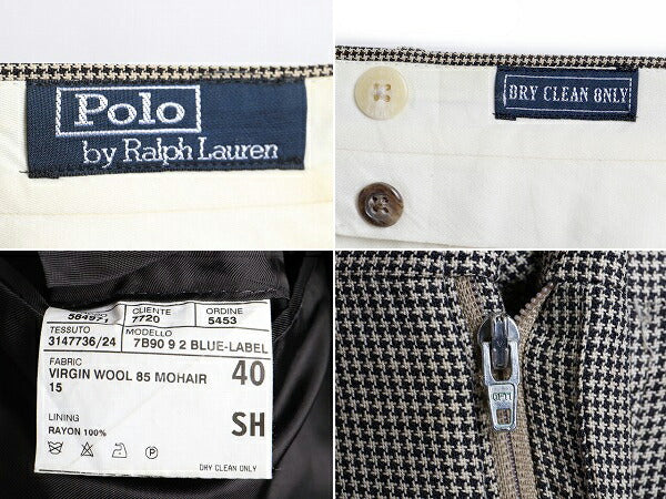 セットアップ イタリア製 90s ■ POLO ポロ ラルフローレン サマー ウール テーラード ジャケット ( 40 メンズ M L 程) ブレザー 千鳥格子