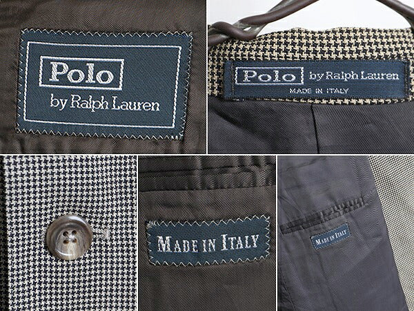 セットアップ イタリア製 90s ■ POLO ポロ ラルフローレン サマー ウール テーラード ジャケット ( 40 メンズ M L 程) ブレザー 千鳥格子