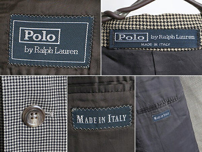 セットアップ イタリア製 90s ■ POLO ポロ ラルフローレン サマー ウール テーラード ジャケット ( 40 メンズ M L 程) ブレザー 千鳥格子