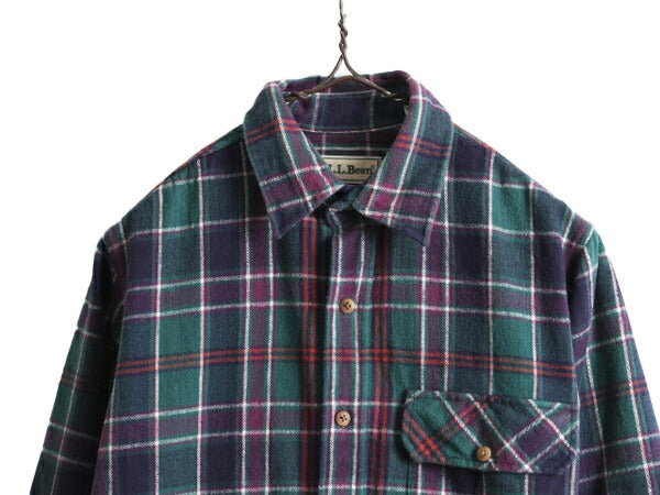 80s 90s エルエルビーン チェック 長袖 ヘビー フランネル シャツ メンズ XS / 古着 LLBEAN オールド ヴィンテージ  LLビーン ネルシャツ