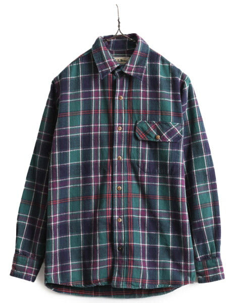 80s 90s エルエルビーン チェック 長袖 ヘビー フランネル シャツ メンズ XS / 古着 LLBEAN オールド ヴィンテージ  LLビーン ネルシャツ