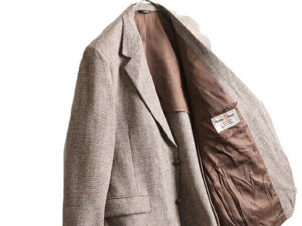 80s USA製 STAFFORD ハリスツイード テーラード ジャケット メンズ XL程 ブレザー 80年代 ヴィンテージ ウール ツイード JCPENNY JCペニー