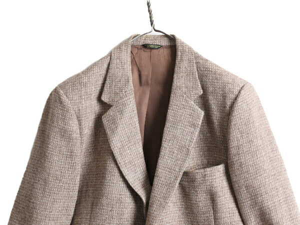 80s USA製 STAFFORD ハリスツイード テーラード ジャケット メンズ XL程 ブレザー 80年代 ヴィンテージ ウール ツイード JCPENNY JCペニー