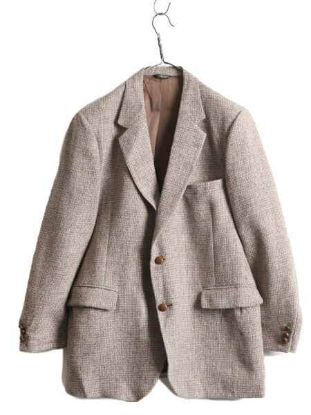 80s USA製 STAFFORD ハリスツイード テーラード ジャケット メンズ XL程 ブレザー 80年代 ヴィンテージ ウール ツイード JCPENNY JCペニー