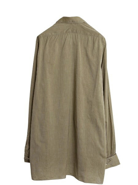 ピスポーク 30s 40s イギリス製 HILDITCH&KEY 長袖 シャツ メンズ L 古着 ユーロ ヴィンテージ マチ付き ドレス ダブルカフス 無地 カーキ