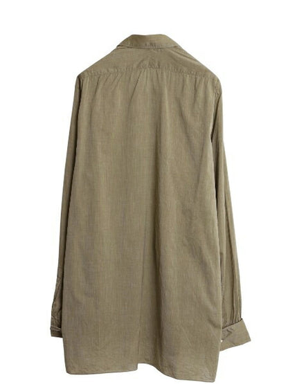ピスポーク 30s 40s イギリス製 HILDITCH&KEY 長袖 シャツ メンズ L 古着 ユーロ ヴィンテージ マチ付き ドレス ダブルカフス 無地 カーキ