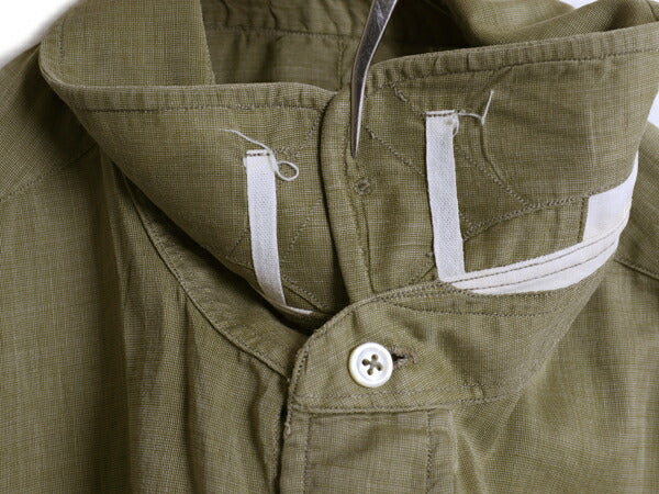 ピスポーク 30s 40s イギリス製 HILDITCH&KEY 長袖 シャツ メンズ L 古着 ユーロ ヴィンテージ マチ付き ドレス ダブルカフス 無地 カーキ