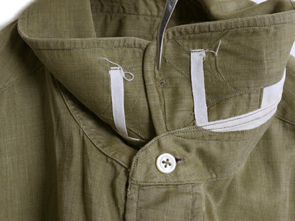 ピスポーク 30s 40s イギリス製 HILDITCH&KEY 長袖 シャツ メンズ L 古着 ユーロ ヴィンテージ マチ付き ドレス ダブルカフス 無地 カーキ