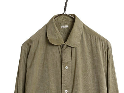 ピスポーク 30s 40s イギリス製 HILDITCH&KEY 長袖 シャツ メンズ L 古着 ユーロ ヴィンテージ マチ付き ドレス ダブルカフス 無地 カーキ