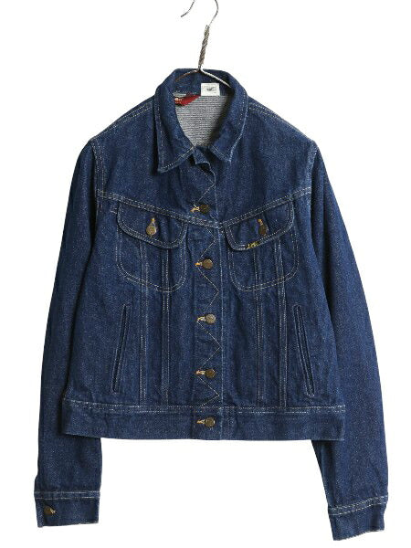 80s USA製 リー デニム ジャケット レディース M ヴィンテージ ジージャン ジャンパー ブルゾン トラッカー 4ポケット 濃紺 ユニオンメイド