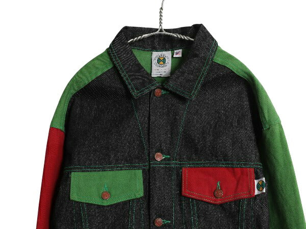 デッドストック USA製 クロスカラーズ クレイジーパターン デニム ジャケット M 新品 ジージャン トラッカー 3rd タイプ 短丈 ヒップホップ