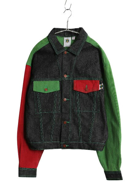 デッドストック USA製 クロスカラーズ クレイジーパターン デニム ジャケット M 新品 ジージャン トラッカー 3rd タイプ 短丈 ヒップホップ