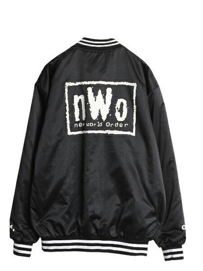 デッドストック NWO 中綿 ナイロン スタジャン メンズ L 両面 ロゴ プリント ジャンパー ブルゾン オフィシャル プロレス アメプロ 黒 WWE