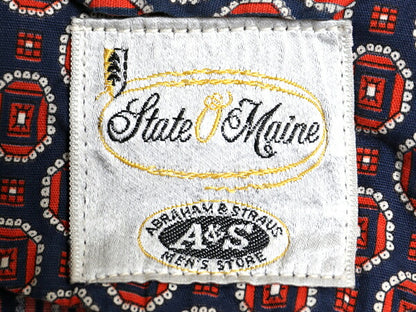 60s State O Maine 総柄 ガウン コート メンズ L / ヴィンテージ ロング丈 ローブ ルームウェア コットン ベルト付き 羽織り ポケット付き