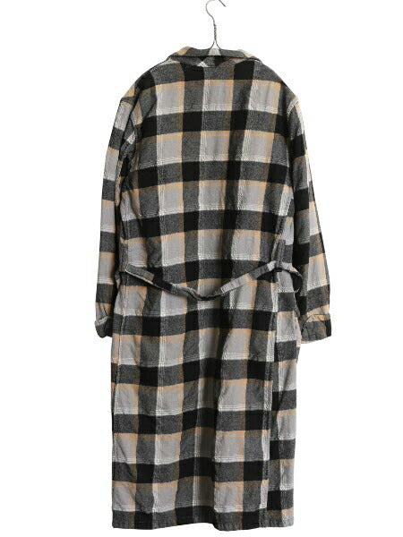 60s JCPENNY STAFFORD チェック ガウン コート メンズ M 程 古着 ヴィンテージ ロング丈 ローブ ルームウェア コットン ウール フランネル