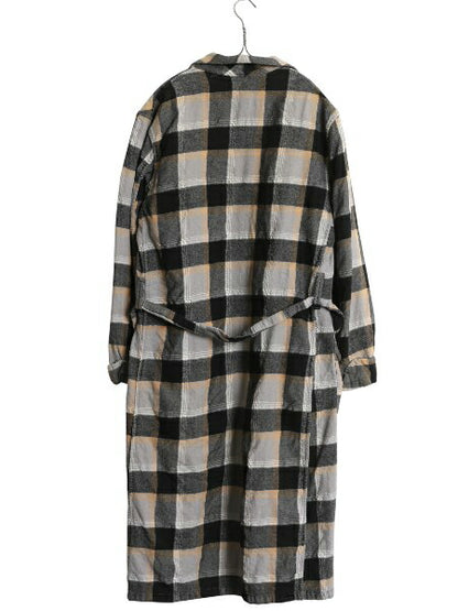 60s JCPENNY STAFFORD チェック ガウン コート メンズ M 程 古着 ヴィンテージ ロング丈 ローブ ルームウェア コットン ウール フランネル