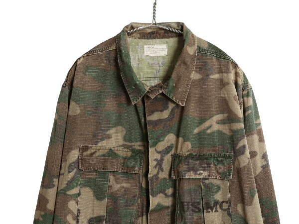 70s 米軍実物 USMC LC-1 ブラウンリーフ カモ ホットウェザー ジャケット LARGE LONG / 79年製 ヴィンテージ ミリタリー 迷彩 海兵隊 軍物