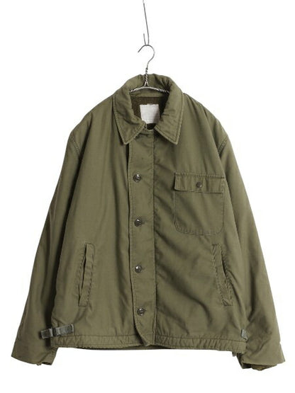70s 米軍実物 USN ネイビー A-2 デッキ ジャケット メンズ L / 74年製 ヴィンテージ NAVY ミリタリー 軍物 裏ボア ライナー付き ブルゾン