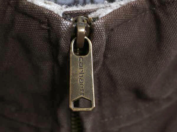 US企画 カーハート モックネック ダック ベスト メンズ L 古着 CARHARTT 裏 ボア パイル フリース フルジップ ワーク 重ね着 前開き 濃茶
