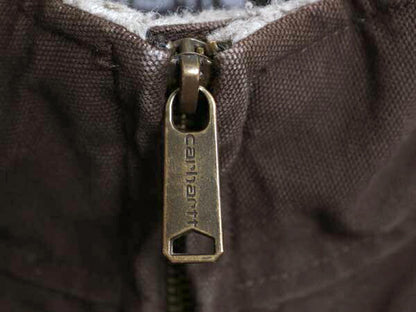 US企画 カーハート モックネック ダック ベスト メンズ L 古着 CARHARTT 裏 ボア パイル フリース フルジップ ワーク 重ね着 前開き 濃茶