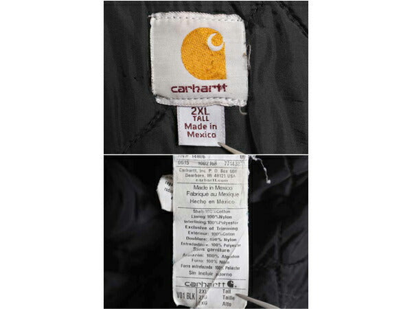 US企画 カーハート 中綿 ダック ベスト メンズ 2XL CARHARTT ナイロン キルティング ライナー 重ね着 前開き ワーク 無地 黒 大きいサイズ