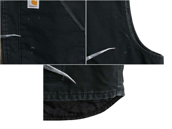 US企画 カーハート 中綿 ダック ベスト メンズ 2XL CARHARTT ナイロン キルティング ライナー 重ね着 前開き ワーク 無地 黒 大きいサイズ