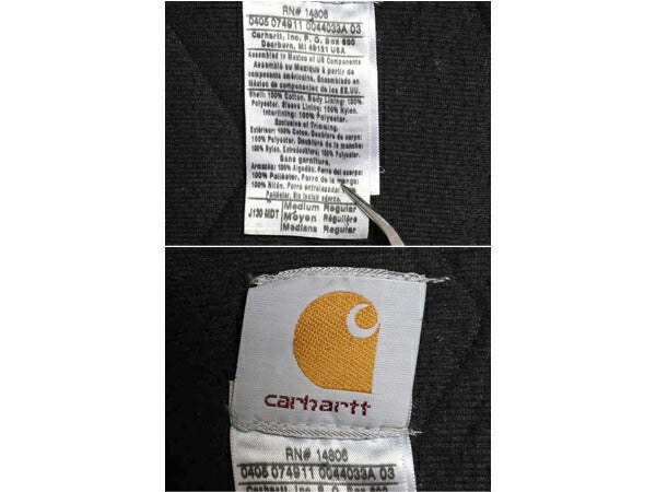 US企画 カーハート アクティブ ジャケット メンズ M / 古着 CARHARTT ダック パーカー 中綿 キルティング ライナー フルジップ ネイビー