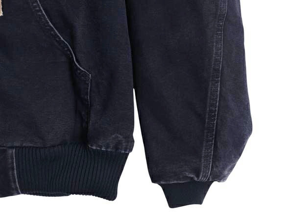 US企画 カーハート アクティブ ジャケット メンズ M / 古着 CARHARTT ダック パーカー 中綿 キルティング ライナー フルジップ ネイビー