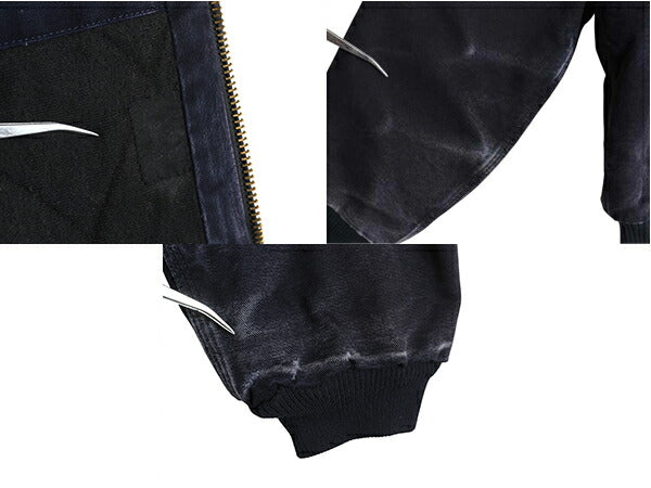 US企画 カーハート アクティブ ジャケット メンズ M / 古着 CARHARTT ダック パーカー 中綿 キルティング ライナー フルジップ ネイビー