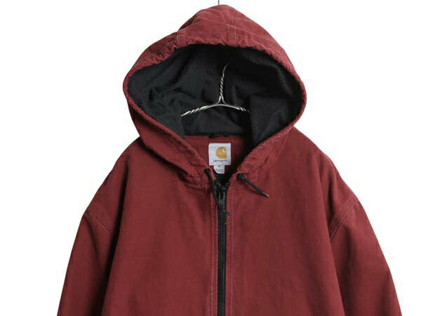 US企画 カーハート アクティブ ジャケット メンズ XL / 古着 CARHARTT ダック パーカー メッシュ ライナー フルジップ 大きいサイズ エンジ