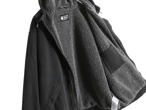 US企画 カーハート 裏 ボア フルジップ スウェット パーカー メンズ L パイル フリース ジャケット トレーナー Rain Defender 撥水加工 黒
