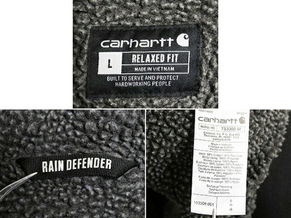 US企画 カーハート 裏 ボア フルジップ スウェット パーカー メンズ L パイル フリース ジャケット トレーナー Rain Defender 撥水加工 黒