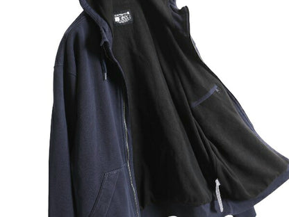 US企画 カーハート 裏 フリース フルジップ スウェット パーカー メンズ L /袖プリント ジャケット トレーナー Rain Defender 撥水加工 紺