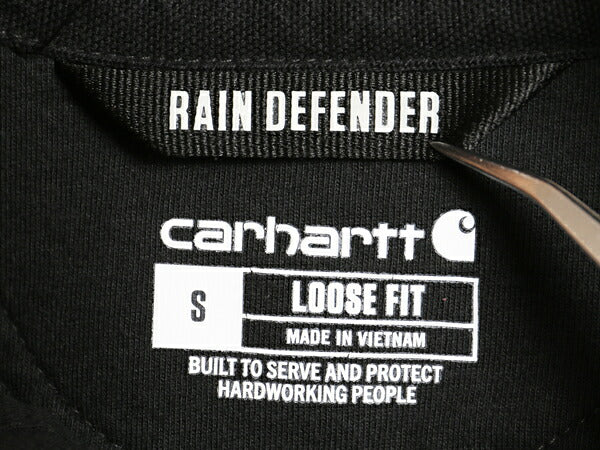 US企画 カーハート スウェット フード パーカー メンズ S 古着 ヘビーウェイト トレーナー プルオーバー 裏起毛 Rain Defender 撥水加工 黒