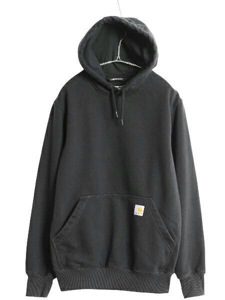 US企画 カーハート スウェット フード パーカー メンズ S 古着 ヘビーウェイト トレーナー プルオーバー 裏起毛 Rain Defender 撥水加工 黒