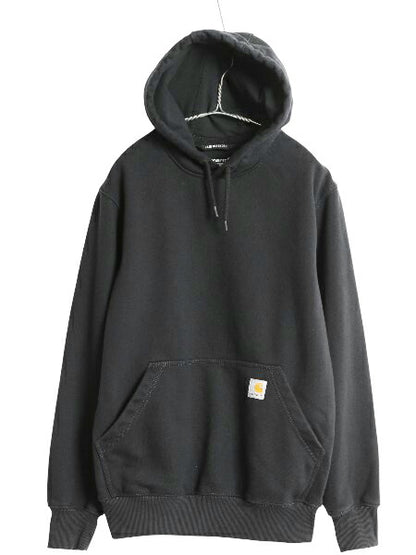 US企画 カーハート スウェット フード パーカー メンズ S 古着 ヘビーウェイト トレーナー プルオーバー 裏起毛 Rain Defender 撥水加工 黒